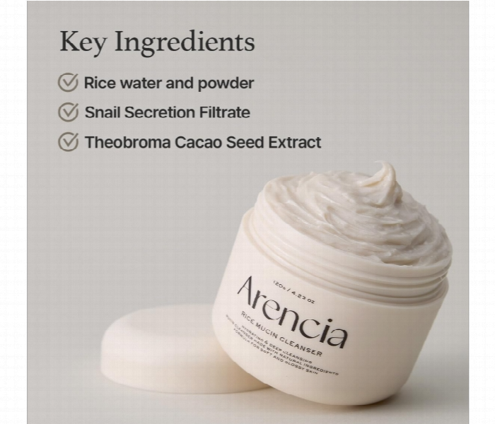 Arencia Rice Mucin Cleanser 120g